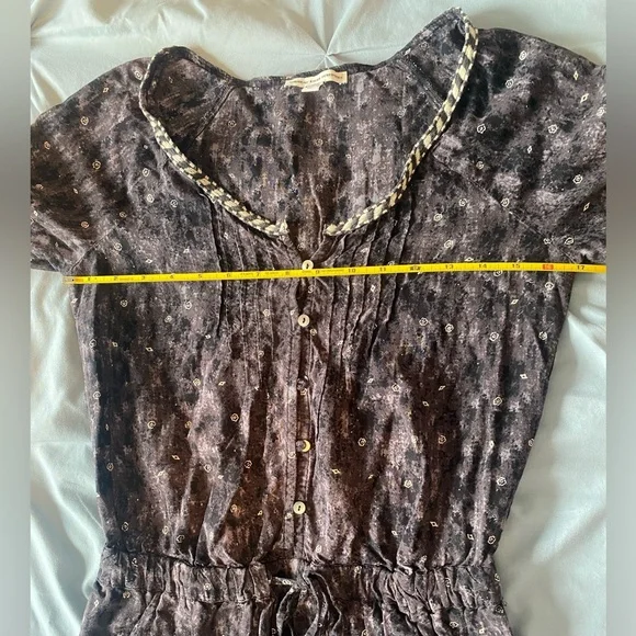 American Eagle Outfitters XS Black / Brown Marbled Romper 3/4 Sleeve - Picture 7 of 10